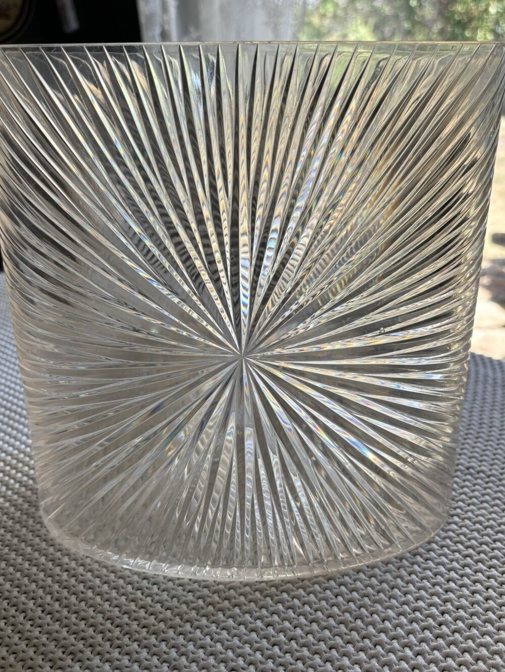 Vtg Celebrity MCM Hollywood STARBURST Acrylic Lucite Oval Wastebasket Trash Can
